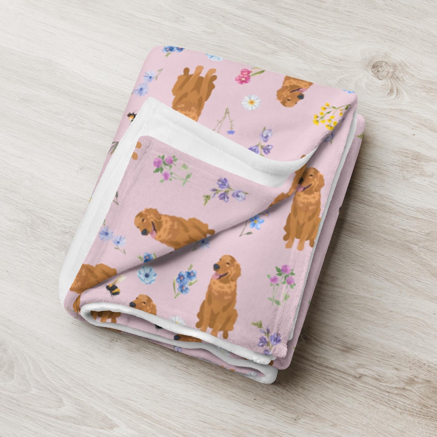 Wildflower Golden Retriever Nursery Blanket, golden dog gift, newborn gift baby blanket, toddler blanket, nursery gift, cotagecore aesthetic