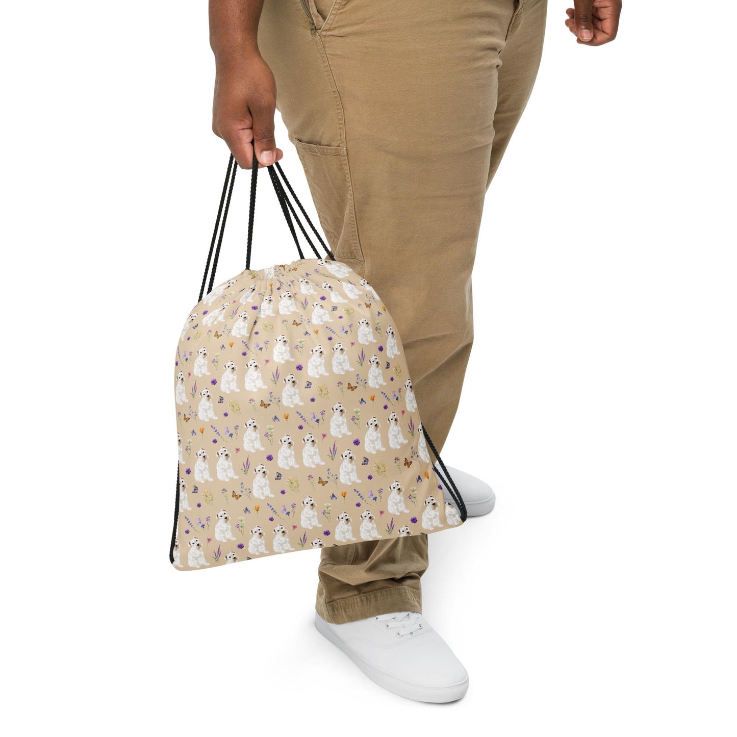 Botanical Miniature Schnauzer Drawstring Bag | One Size | For Adults, Youth