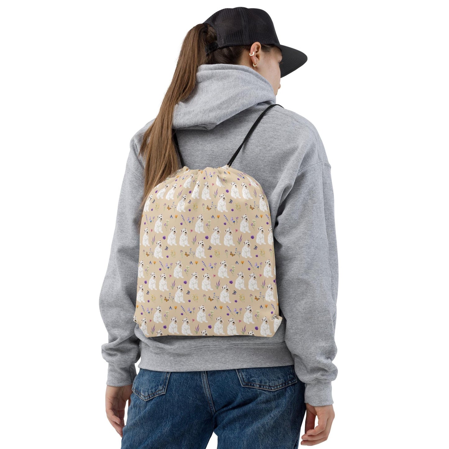 Botanical Miniature Schnauzer Drawstring Bag | One Size | For Adults, Youth