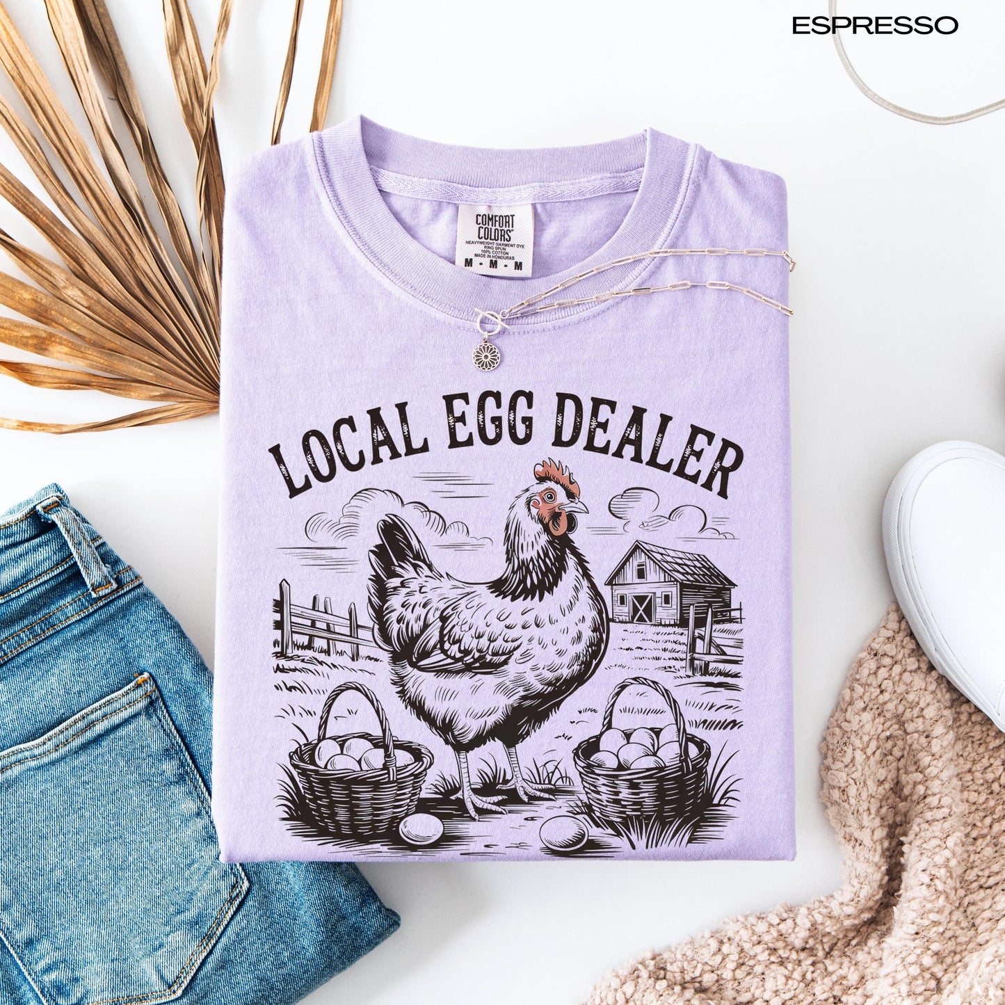 Local egg dealer comfort colors 1717 orchid t-shirt for women