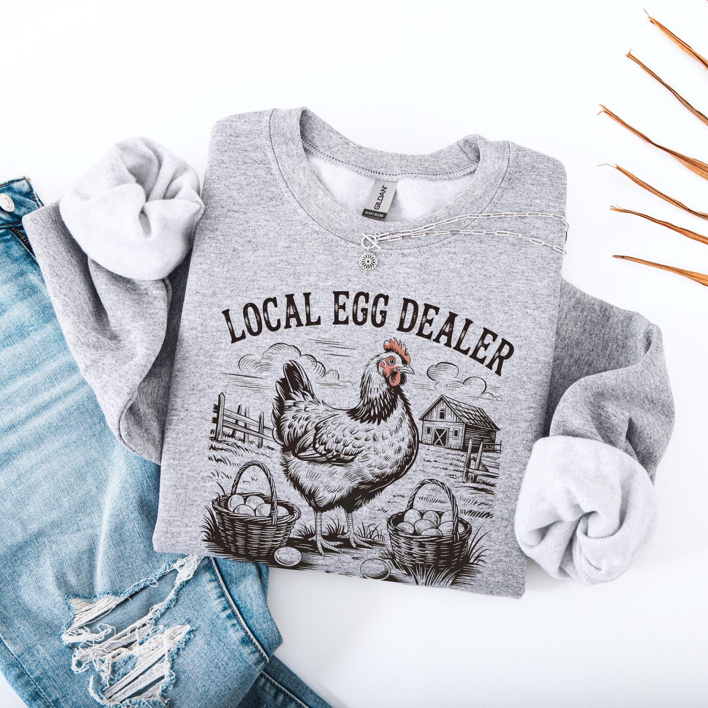 Local egg dealer sweatshirt in sport gray color for women