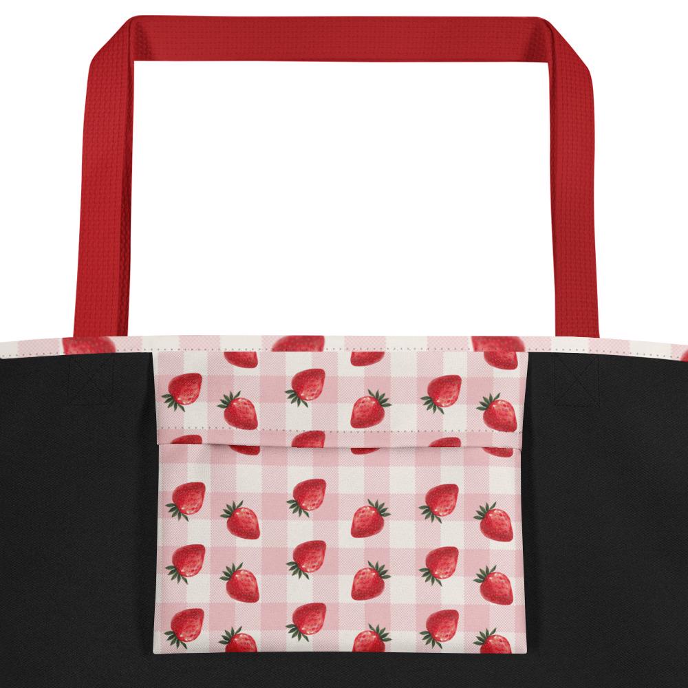 Strawberry Summer Tote Bag inside pocket