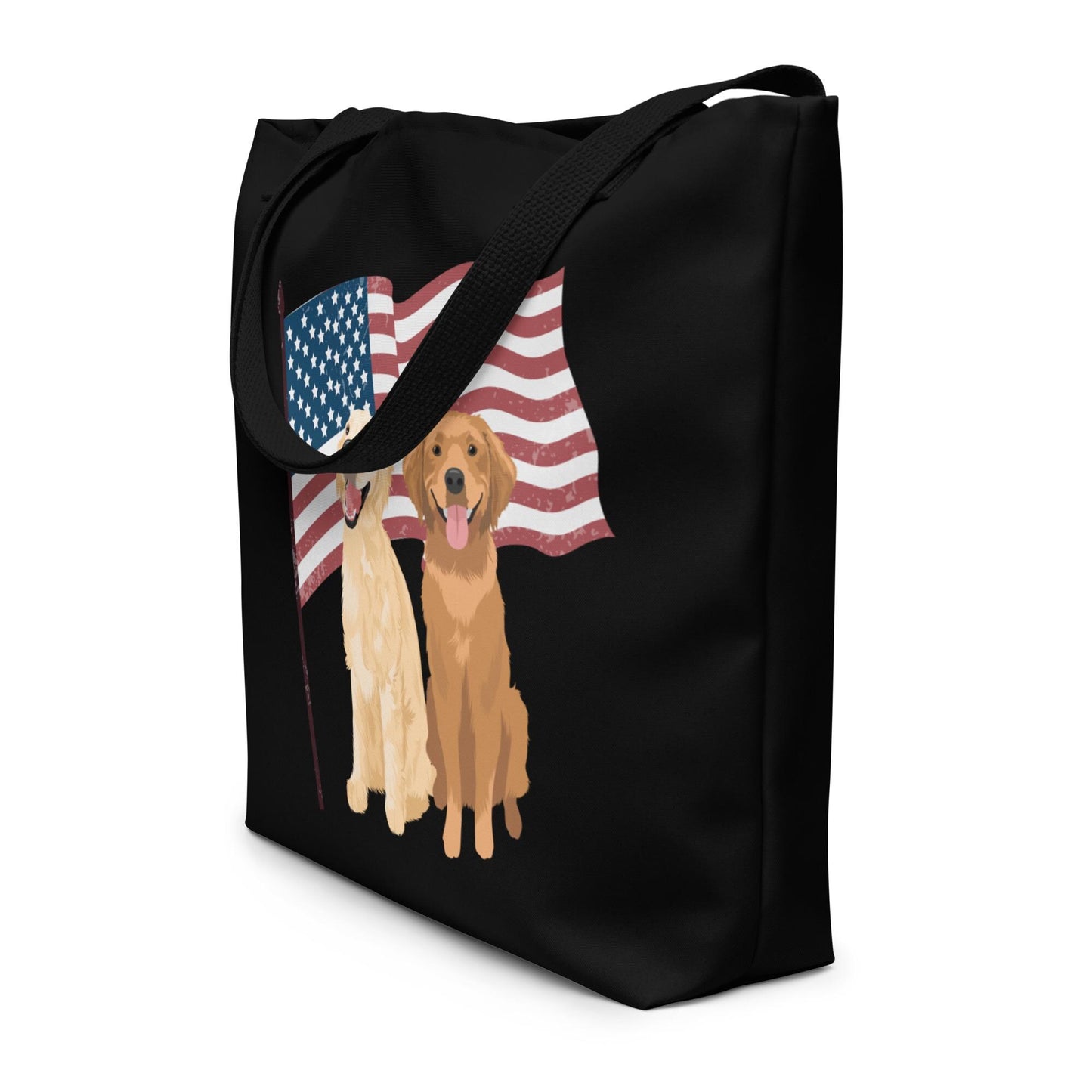 American Golden Retriever Tote Bag for the 4th of July patriotic American celebrations