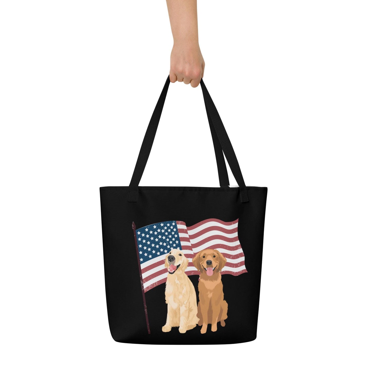 American Golden Retriever Tote Bag for the 4th of July patriotic American celebrations