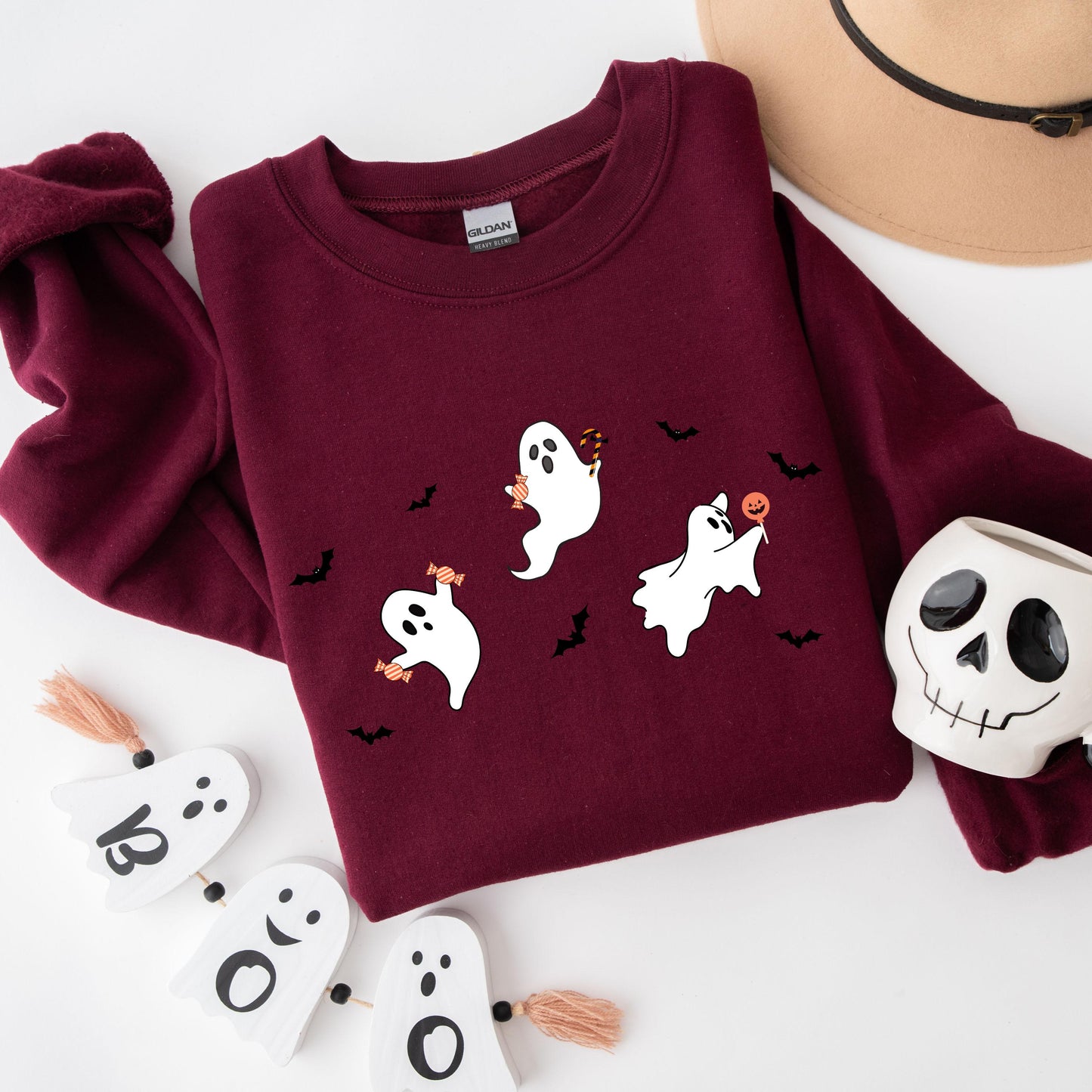 Candy Ghost Sweatshirt | Spooky Halloween Gift | S - 3XL - Unique Gifts For Dog Lovers | Love Dogs Gifts