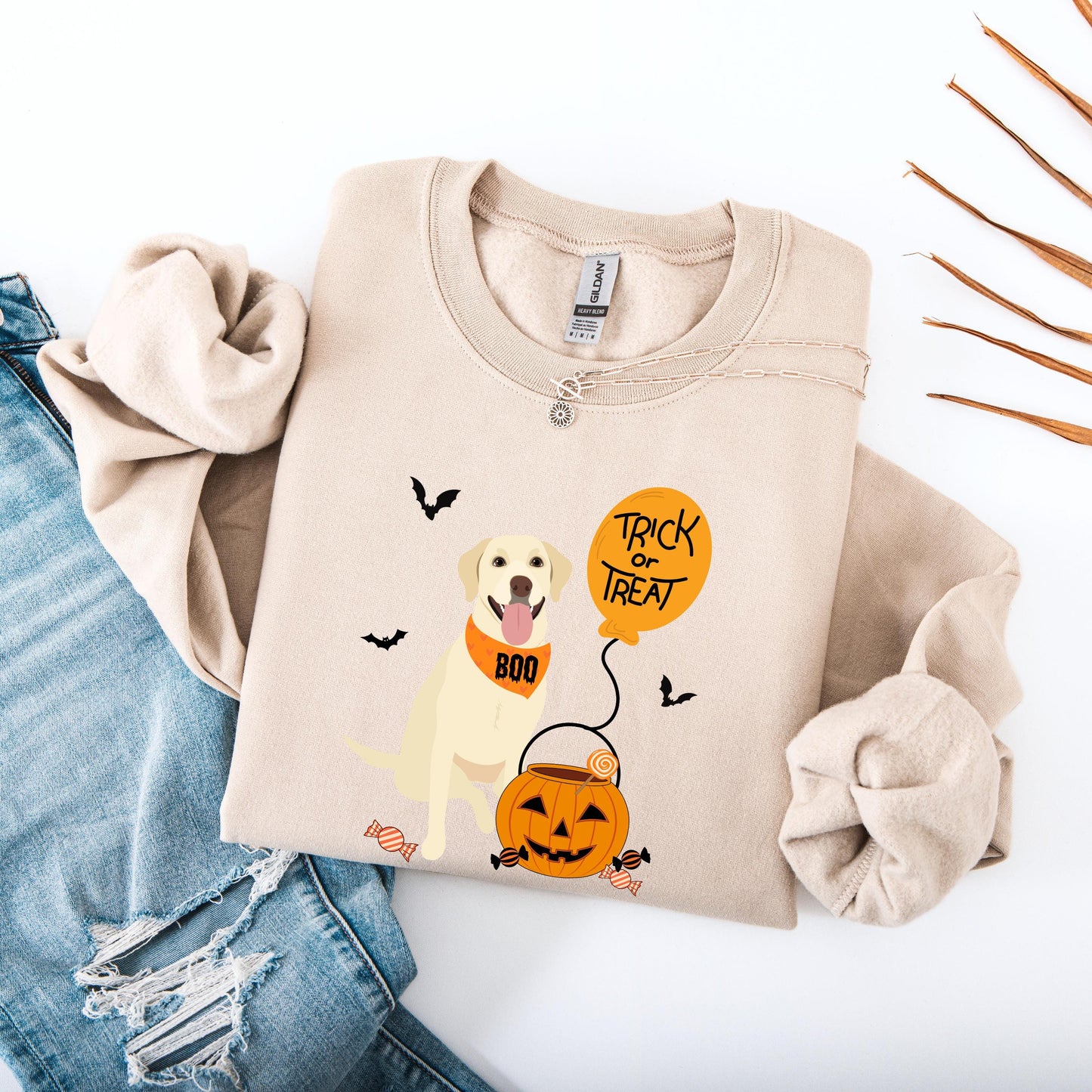 Trick or Treat Labrador Halloween Sweatshirt: Lab Mom Gift