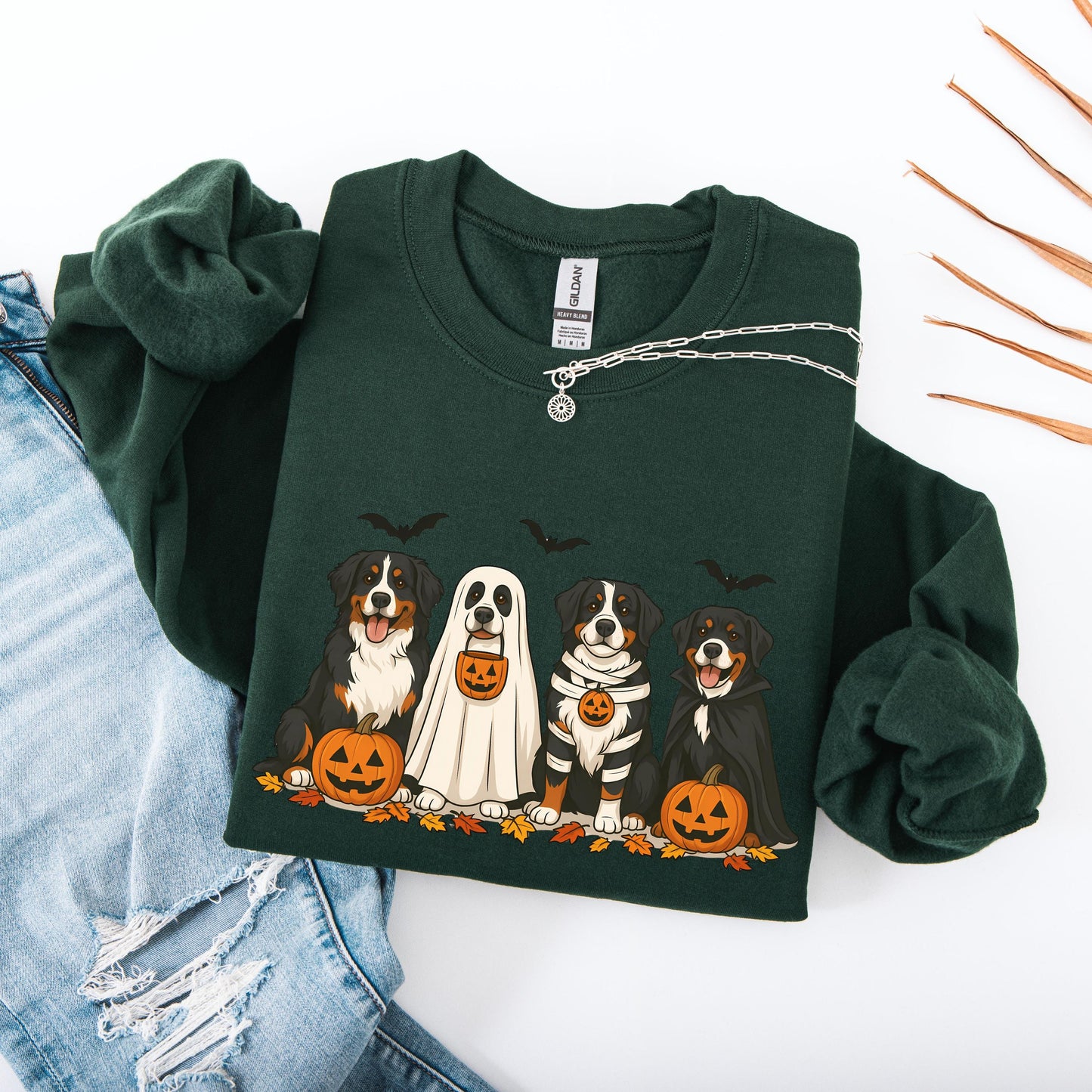 Halloween Bernese Mountain Dog Sweatshirt: Fall Dog Mom Gift