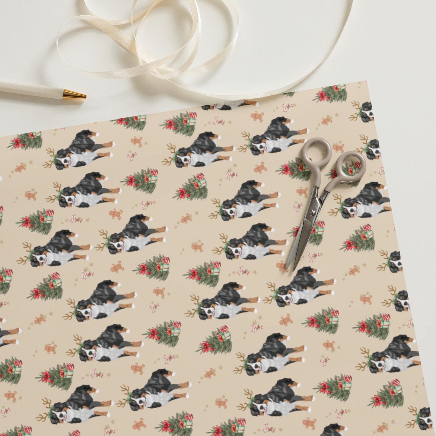 Christmas Bernese Mountain Dog Wrapping Paper Sheets