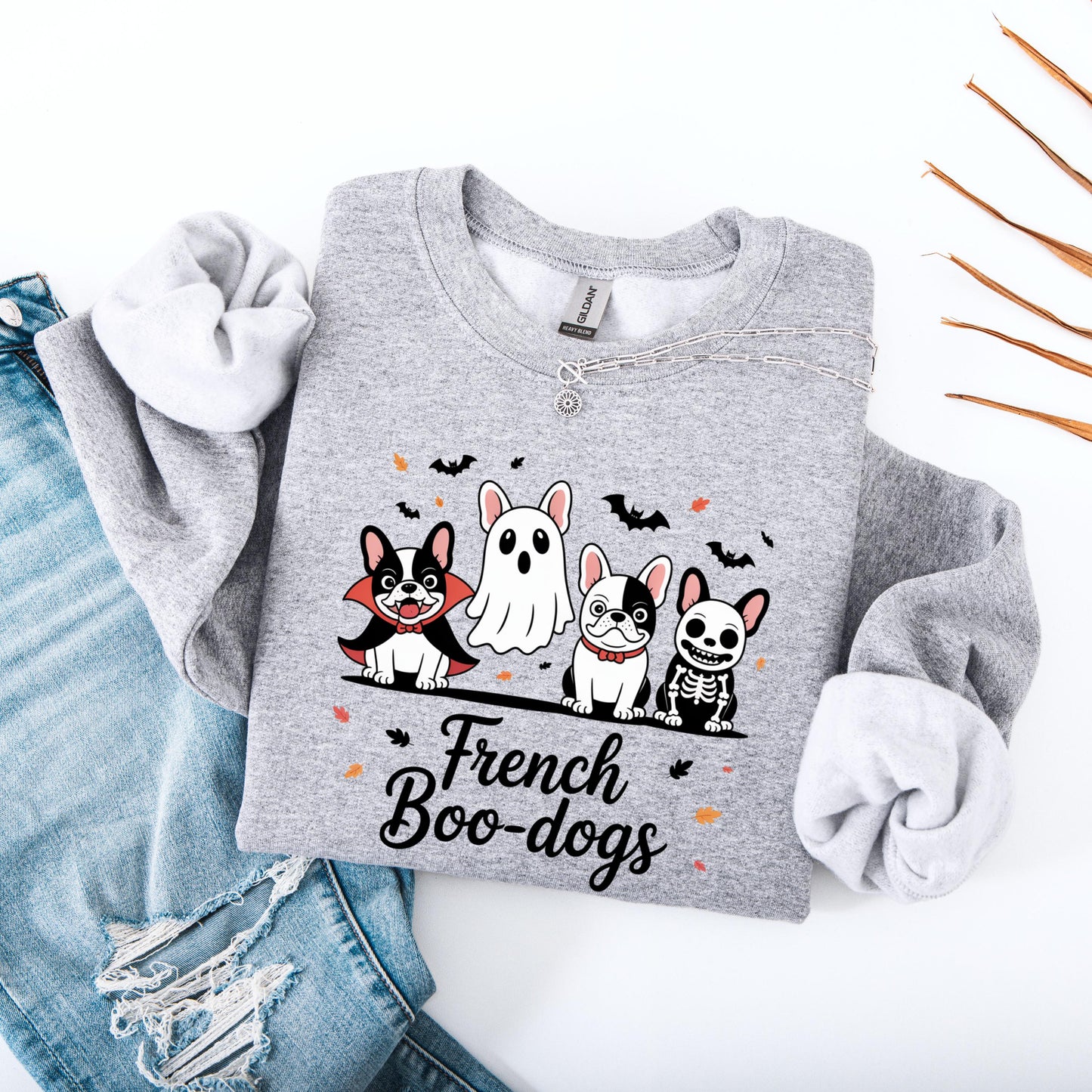 Halloween French Bulldog Sweatshirt: Fall Ghost Boo Dog Mom Gift