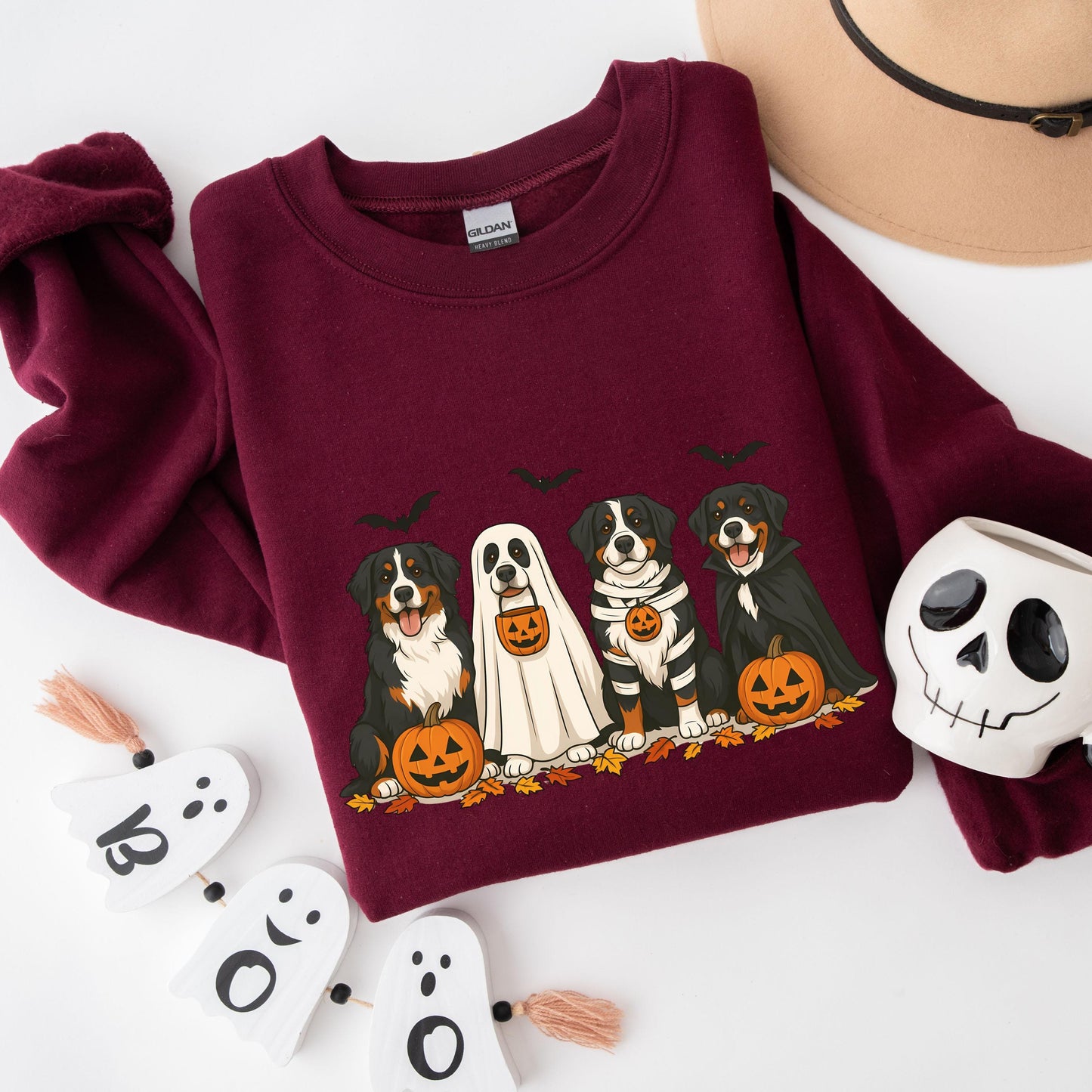 Halloween Bernese Mountain Dog Sweatshirt: Fall Dog Mom Gift