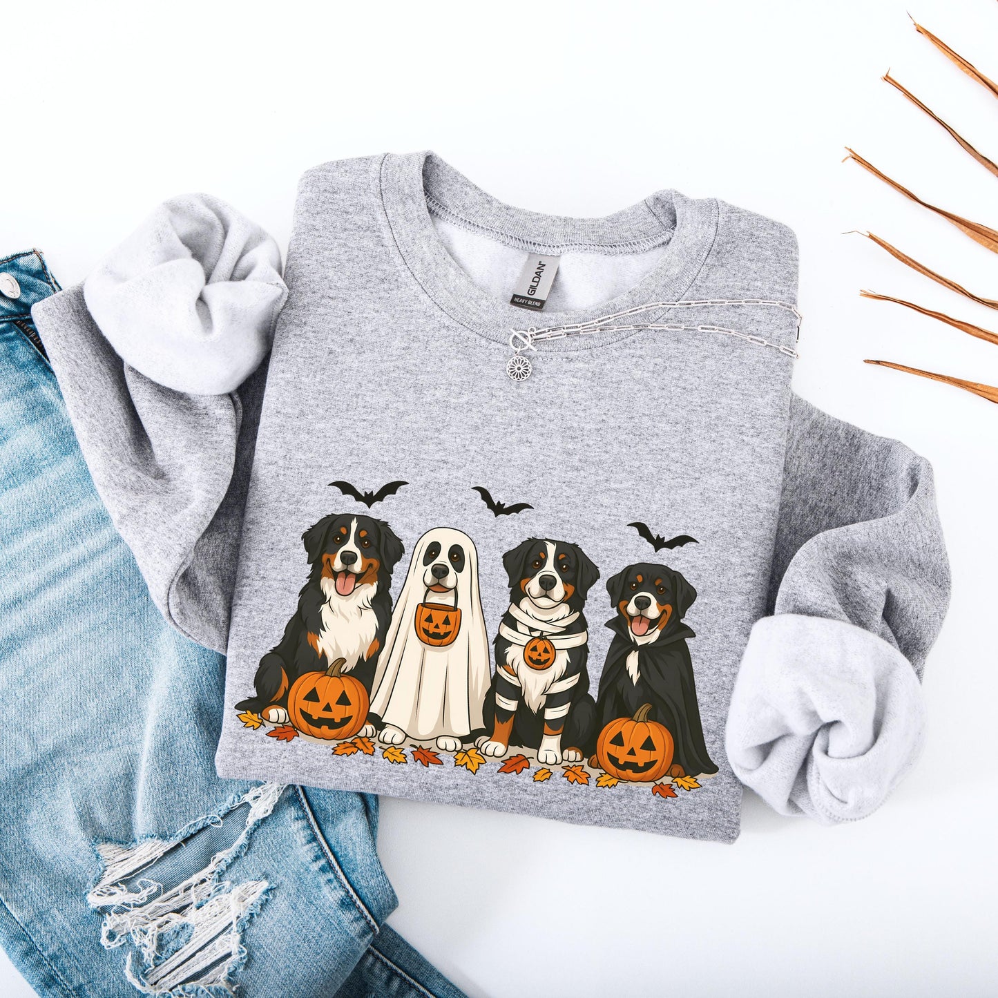 Halloween Bernese Mountain Dog Sweatshirt: Fall Dog Mom Gift