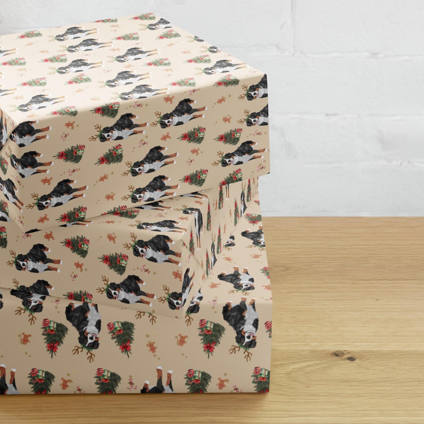 Christmas Bernese Mountain Dog Wrapping Paper Sheets