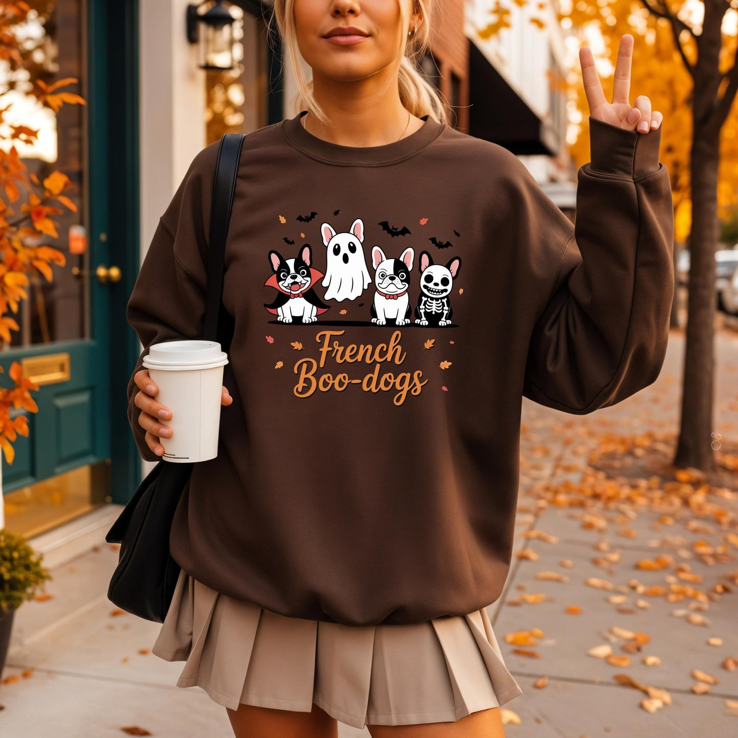 Halloween French Bulldog Sweatshirt: Fall Ghost Boo Dog Mom Gift