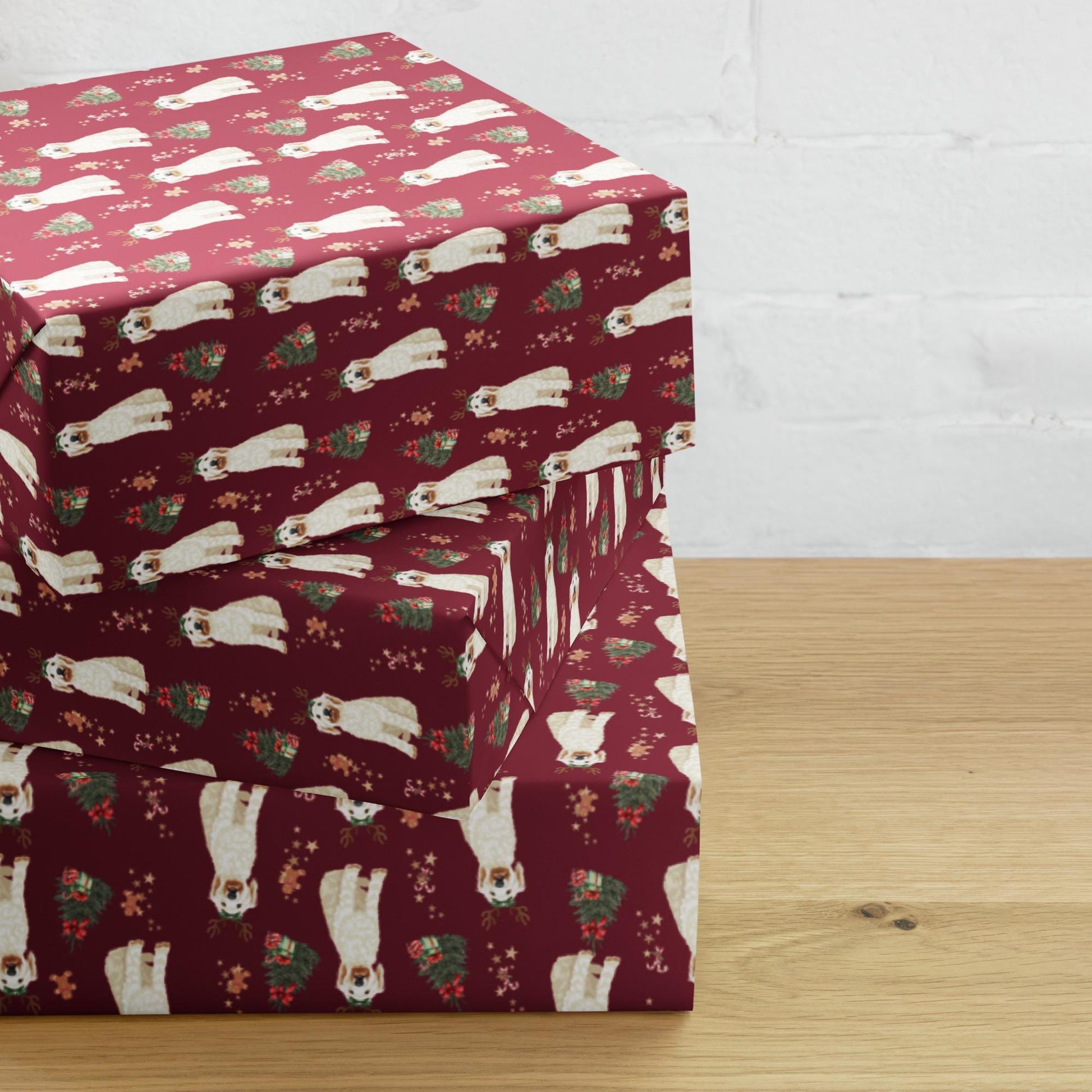 Christmas White Goldendoodle Wrapping Paper Sheets