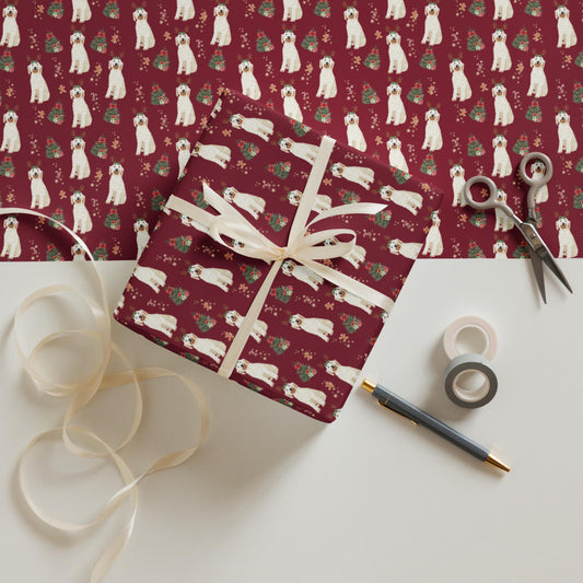 Christmas White Goldendoodle Wrapping Paper Sheets