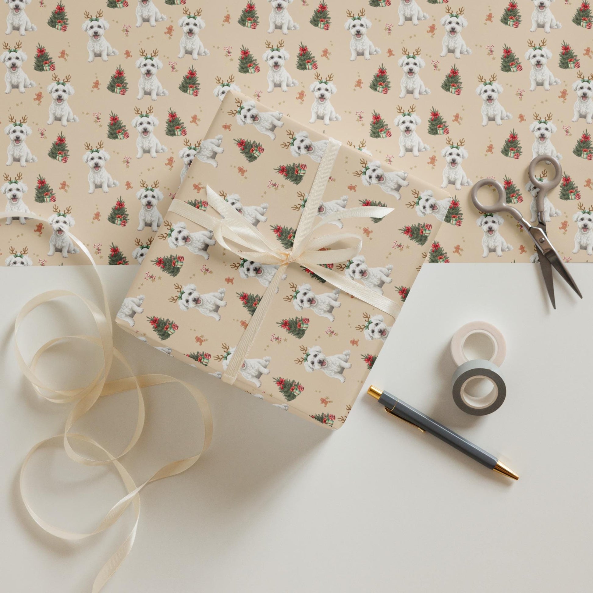 Christmas Bichon Frise Wrapping Paper