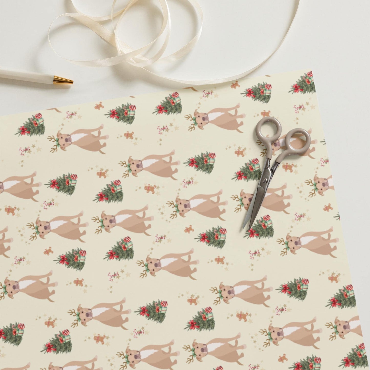 Christmas Smiling Pitbull Wrapping Paper
