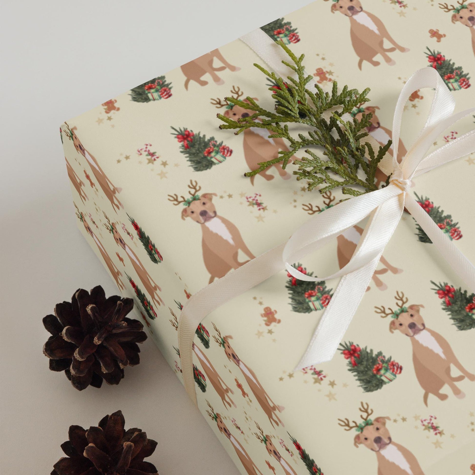 Christmas Smiling Pitbull Wrapping Paper