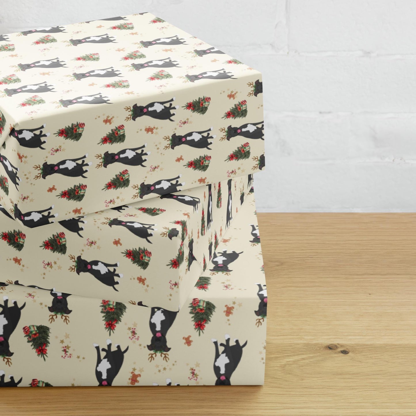 Christmas Gray Pitbull Wrapping Paper