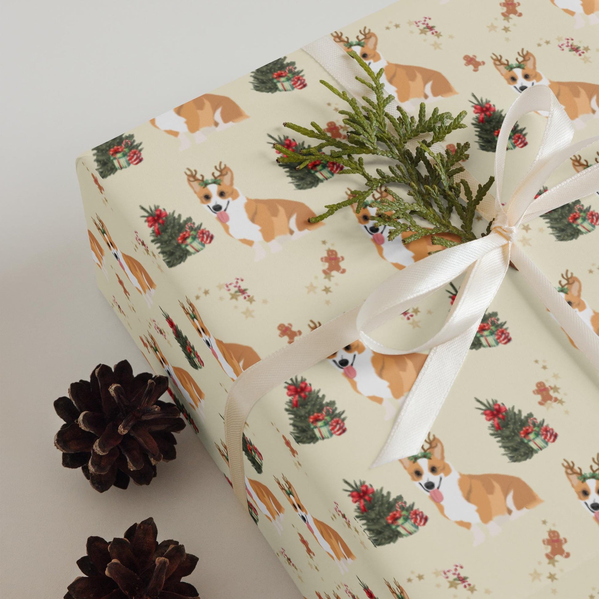 Christmas Fawn Corgi Wrapping Paper