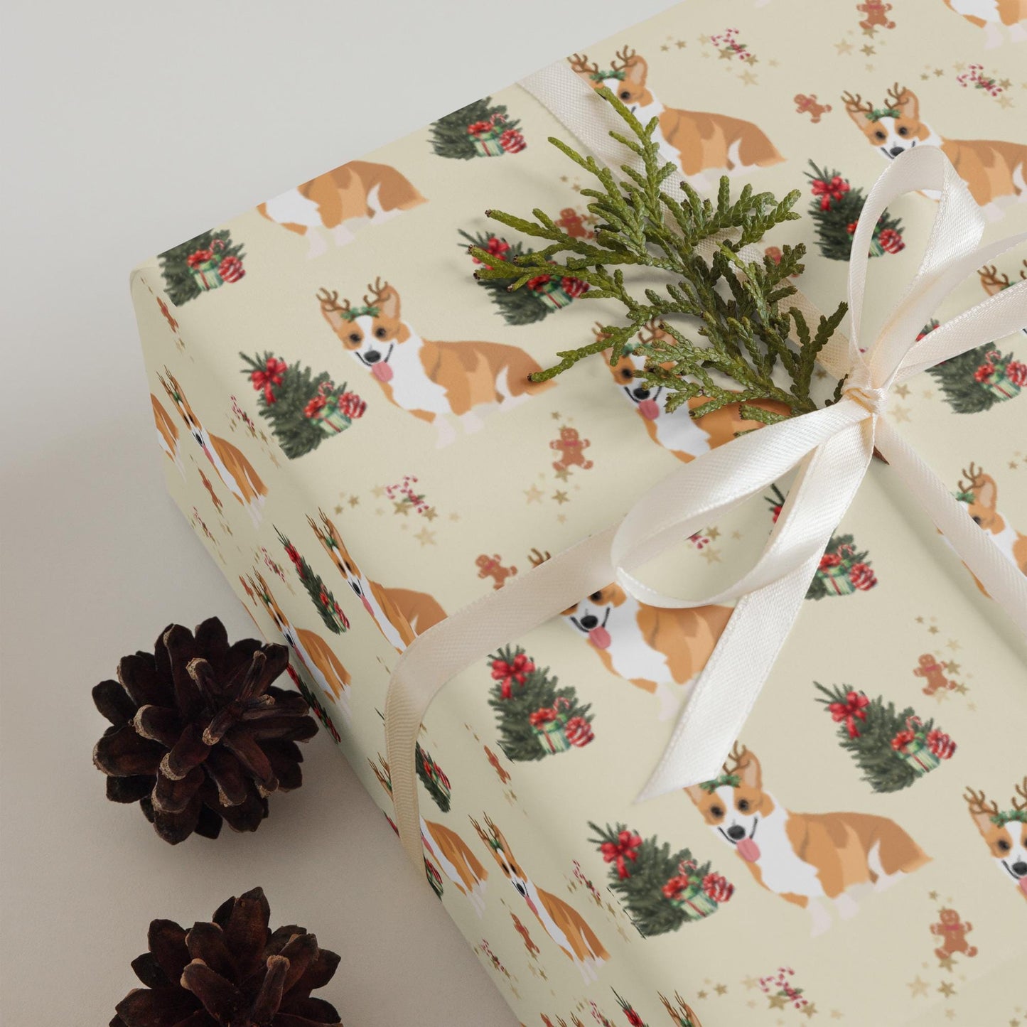 Christmas Fawn Corgi Wrapping Paper