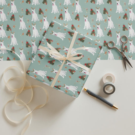 Christmas White German Shepherd Wrapping Paper