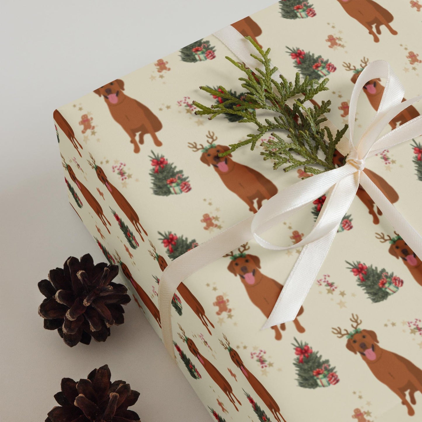 Christmas Red Fox Labrador Wrapping Paper Sheets: 3
