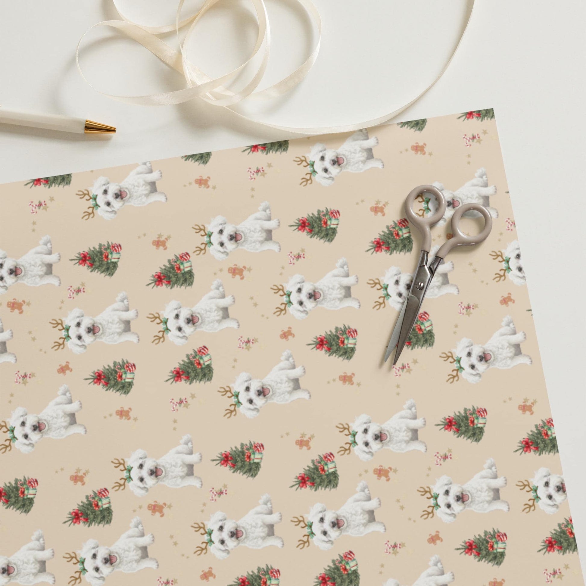 Christmas Bichon Frise Wrapping Paper