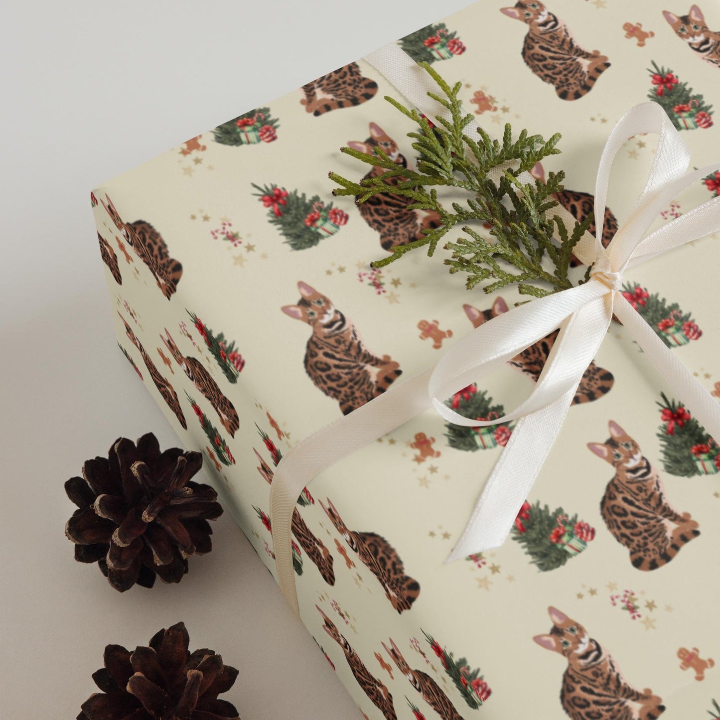 Christmas Bengal Cat Wrapping Paper