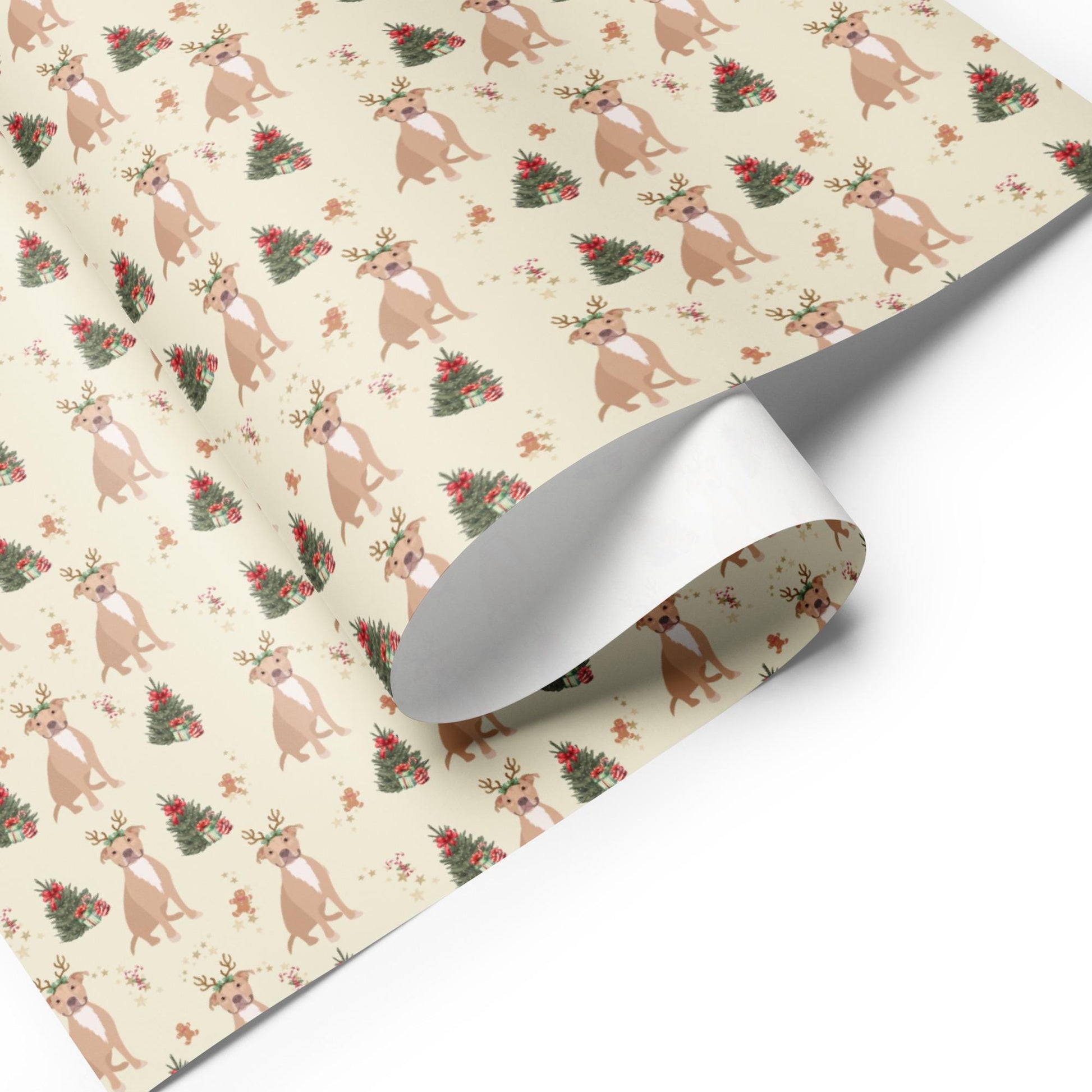 Christmas Smiling Pitbull Wrapping Paper