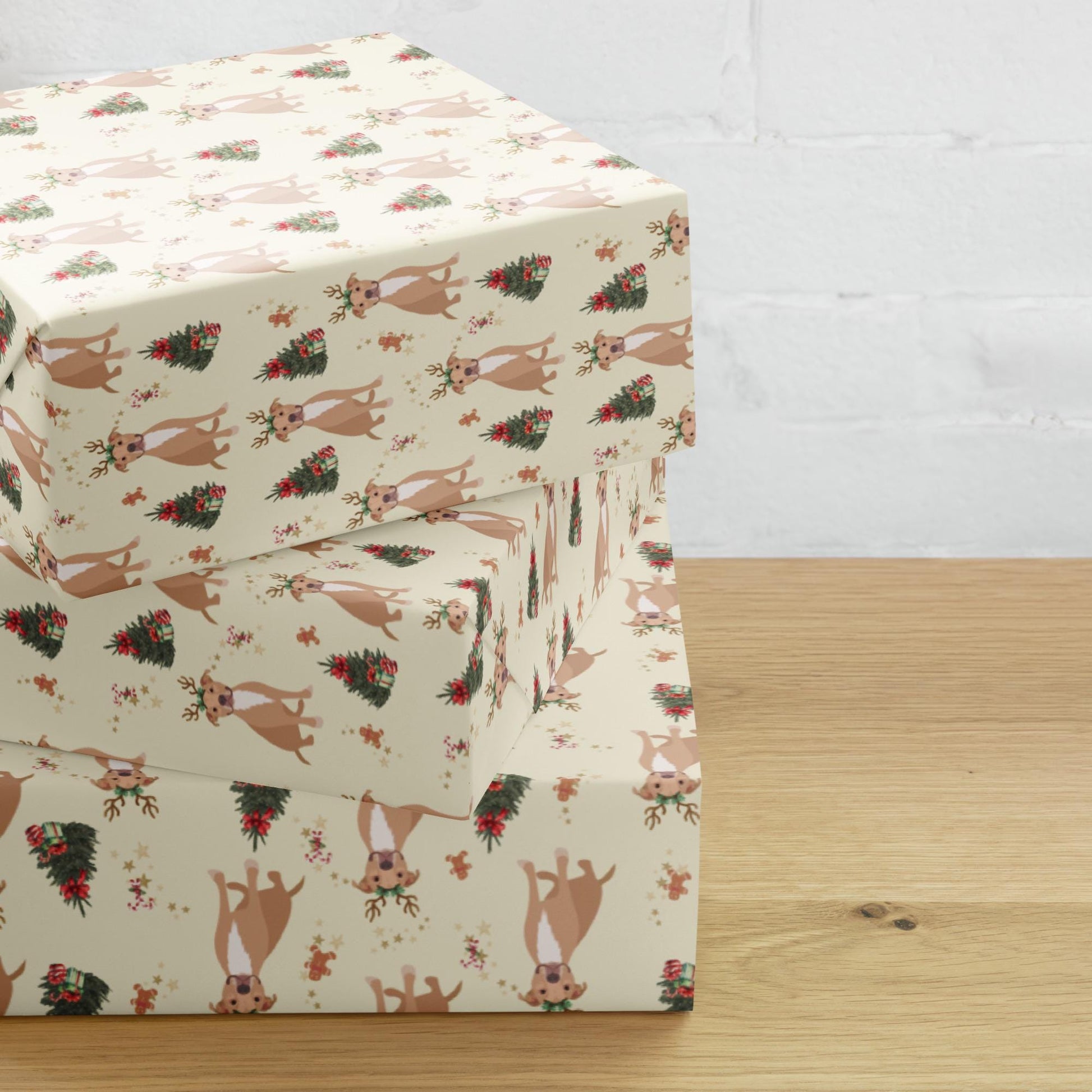 Christmas Smiling Pitbull Wrapping Paper