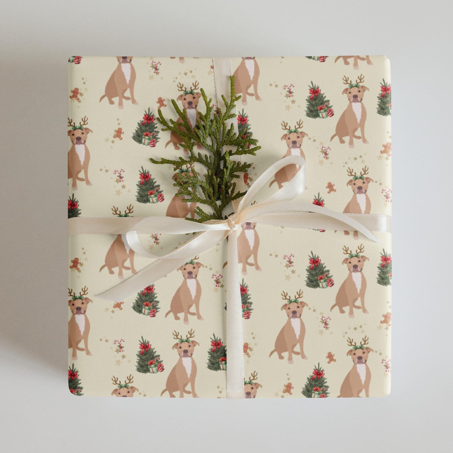 Christmas Smiling Pitbull Wrapping Paper