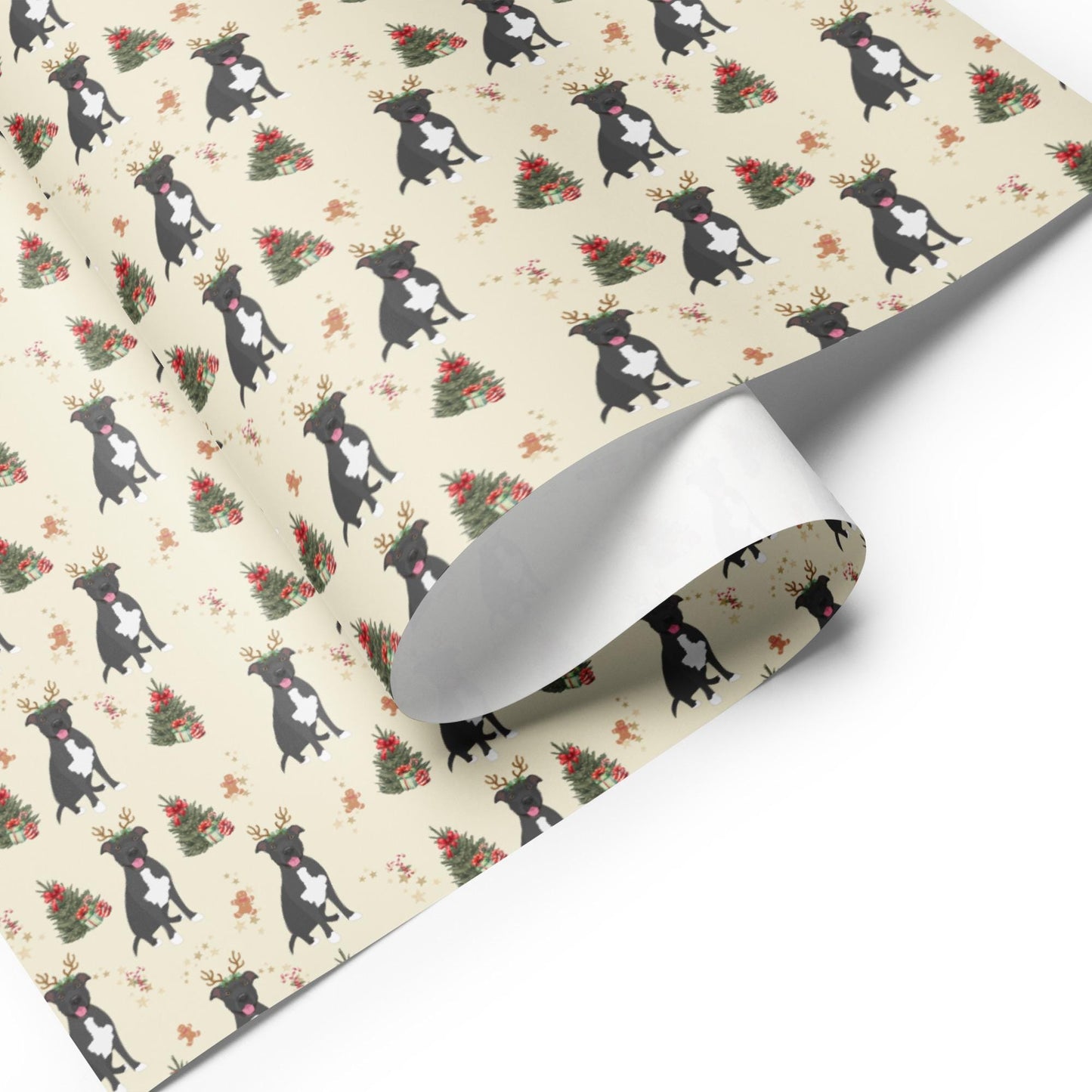 Christmas Gray Pitbull Wrapping Paper