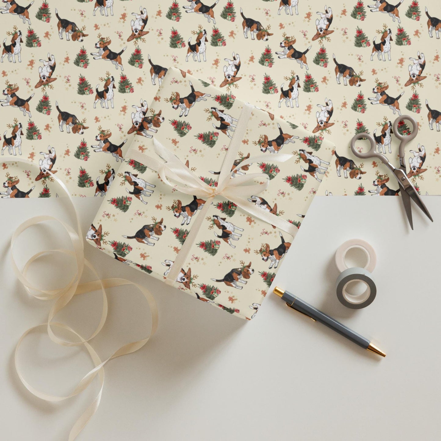 Christmas Beagle Wrapping Paper