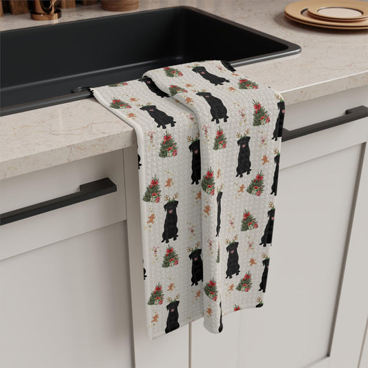 Black Labrador Christmas Kitchen Towel