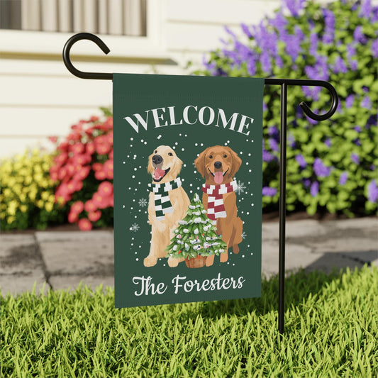 Personalized Christmas Golden Retriever Garden Flag
