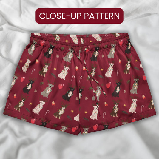 Christmas Pitbull Pajama Shorts for Women: Dog Mom PJ