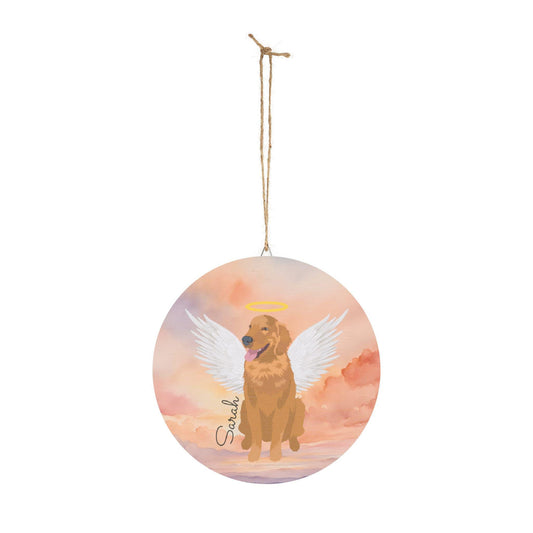 Golden Retriever Angel Wings Wood Sign Personalized Pet Memorial Wall Decor