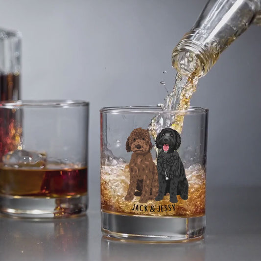 Personalized Goldendoodle dad gift, whiskey glass, dog dad gifts, doodle mom gifts, wedding gift, anniversary gift, pet loss gift