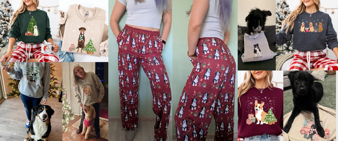 Family Christmas Pajamas With Dogs Photoshoot Ideas