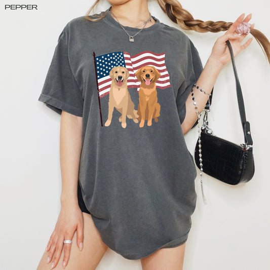 American 4th Of July Golden Retriever T-Shirt ywd4kc-br.myshopify.com