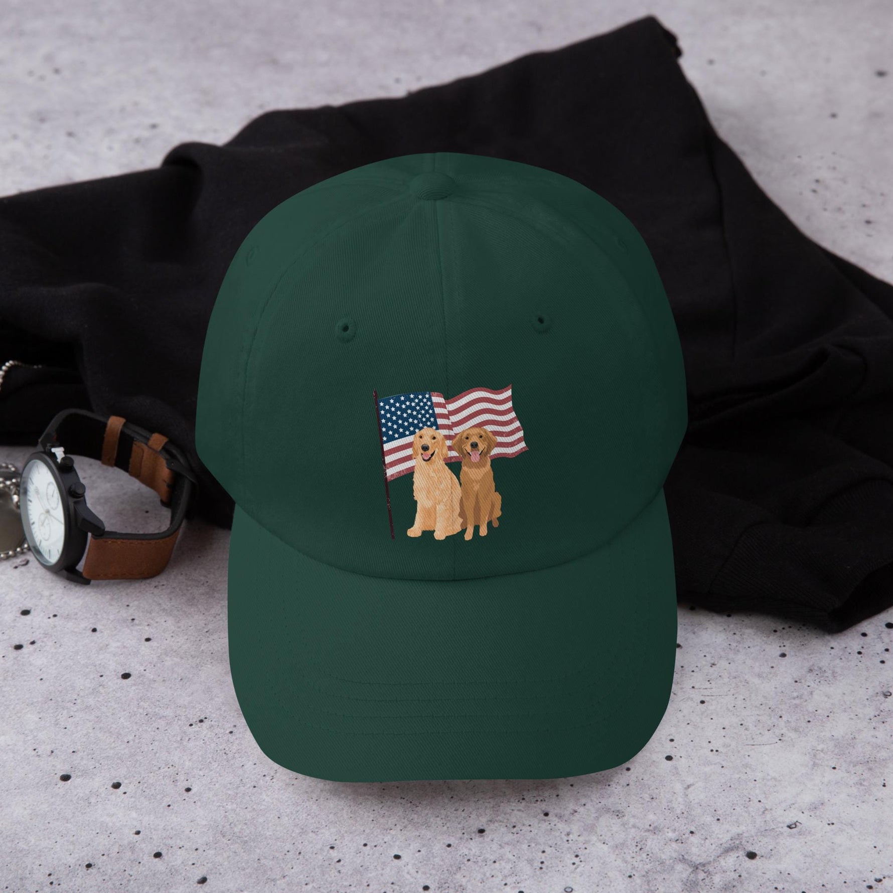 American Golden Retriever Dad Hat | Personalized Dog Mom Hat ywd4kc-br.myshopify.com