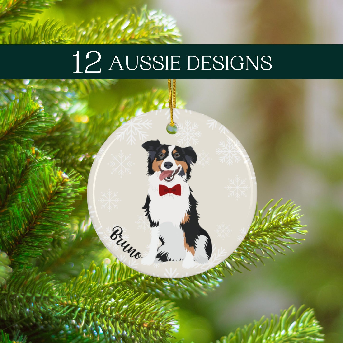 Australian Shepherd Christmas Ornament | Ceramic Dog Decor ywd4kc-br.myshopify.com
