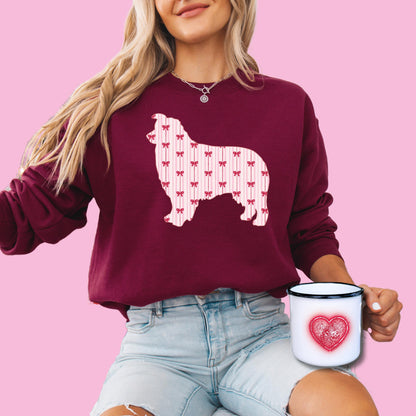 Australian Shepherd Shirt Red Bow Stripes ywd4kc-br.myshopify.com