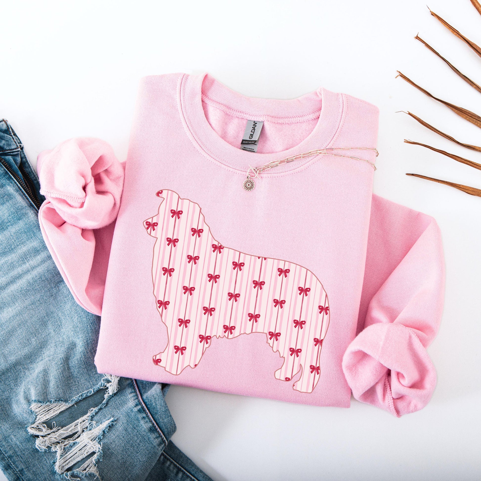 Australian Shepherd Shirt Red Bow Stripes ywd4kc-br.myshopify.com