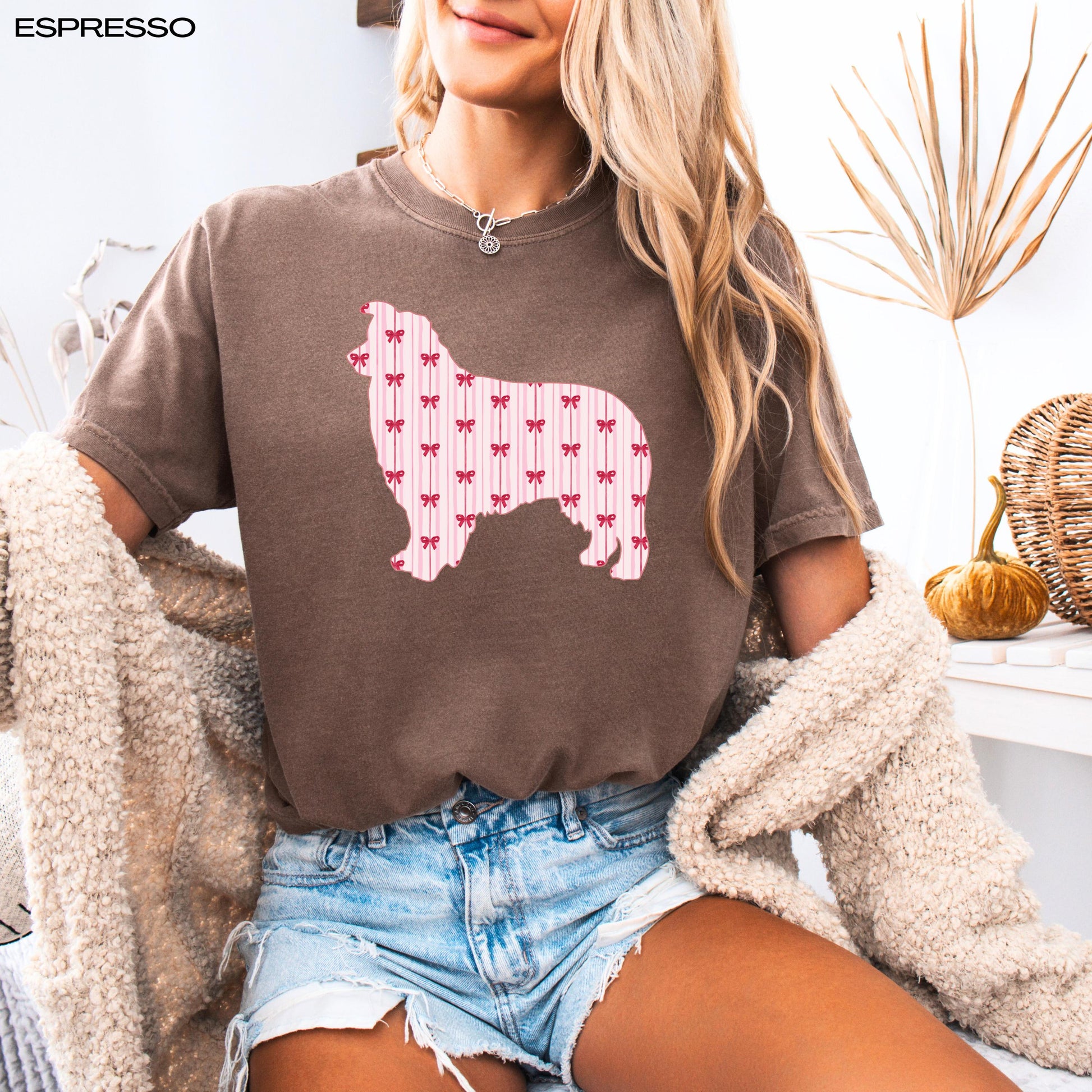 Australian Shepherd Shirt Red Bow Stripes ywd4kc-br.myshopify.com