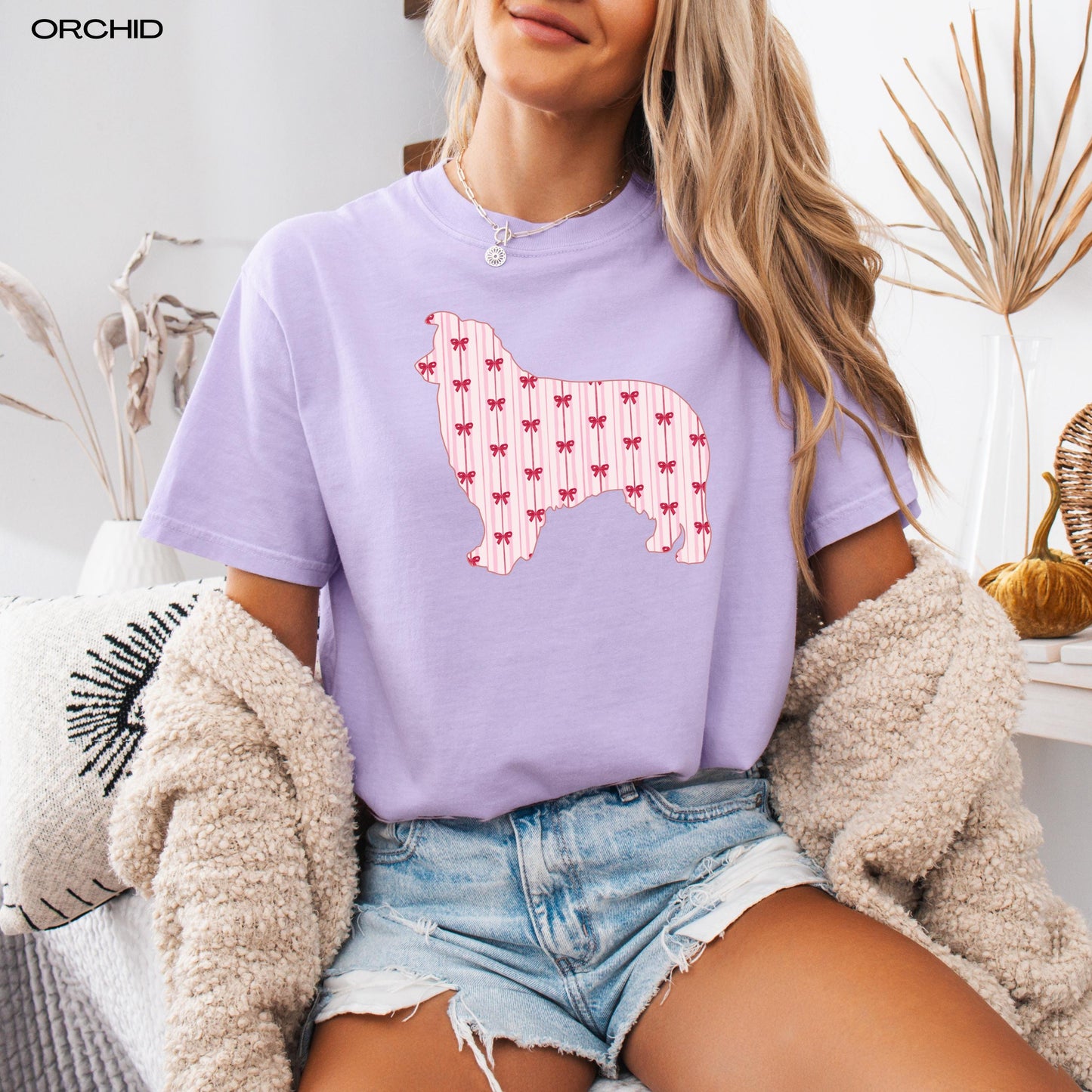 Australian Shepherd Shirt Red Bow Stripes ywd4kc-br.myshopify.com