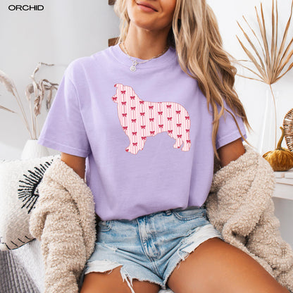 Australian Shepherd Shirt Red Bow Stripes ywd4kc-br.myshopify.com