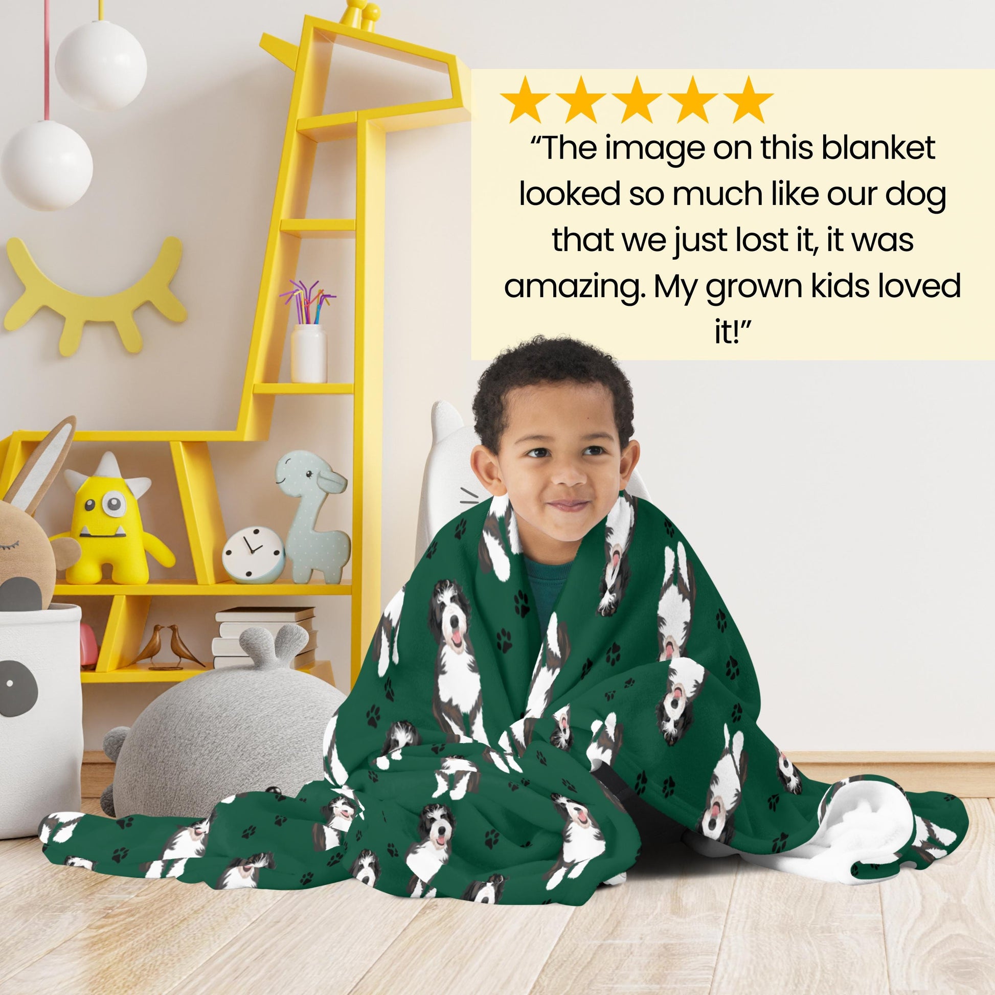 Bernedoodle Blanket with paw print ywd4kc-br.myshopify.com