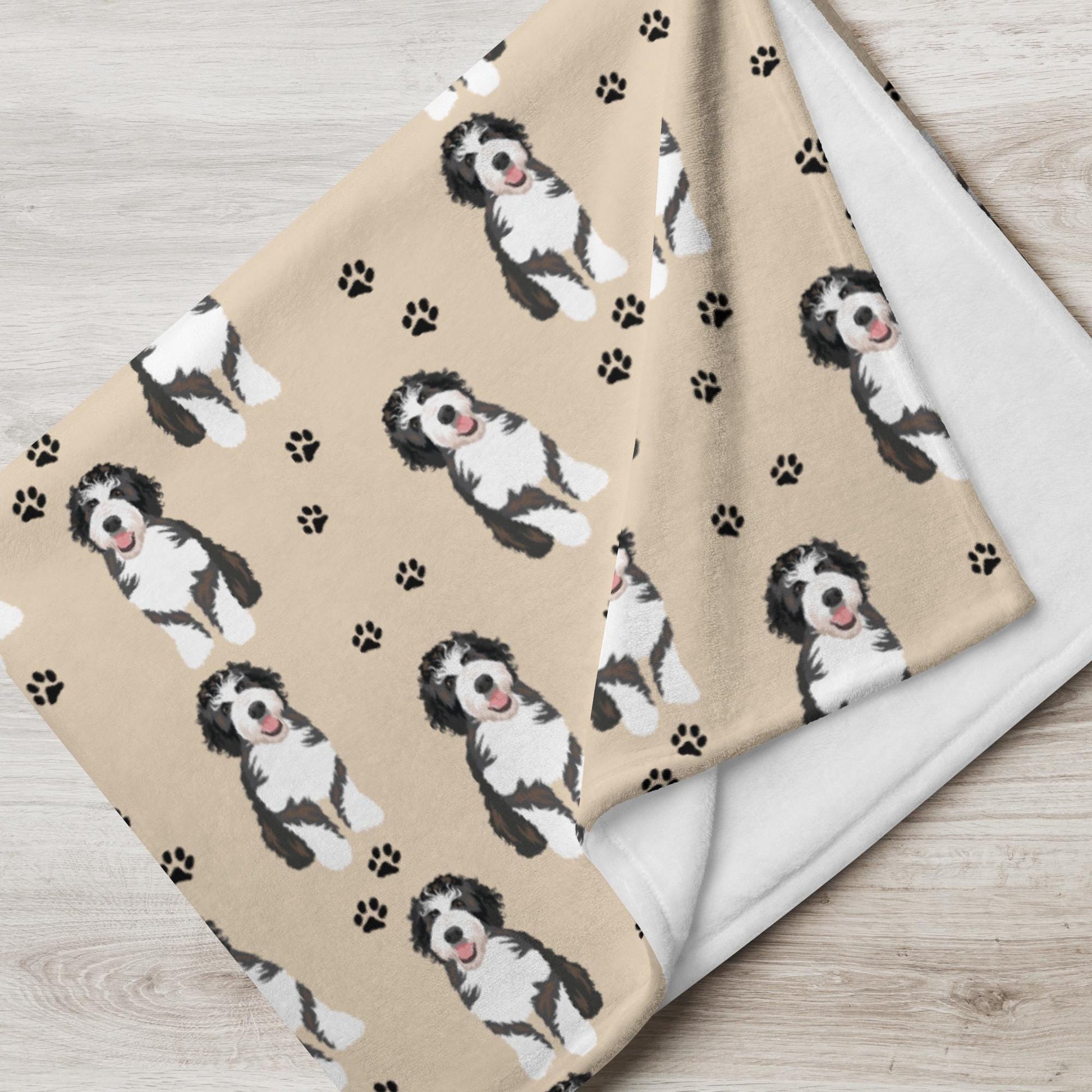 Bernedoodle Blanket with paw print ywd4kc-br.myshopify.com